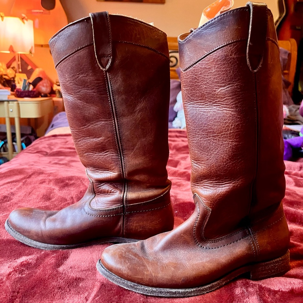Frye Women's Brown Leather Heeled Boots